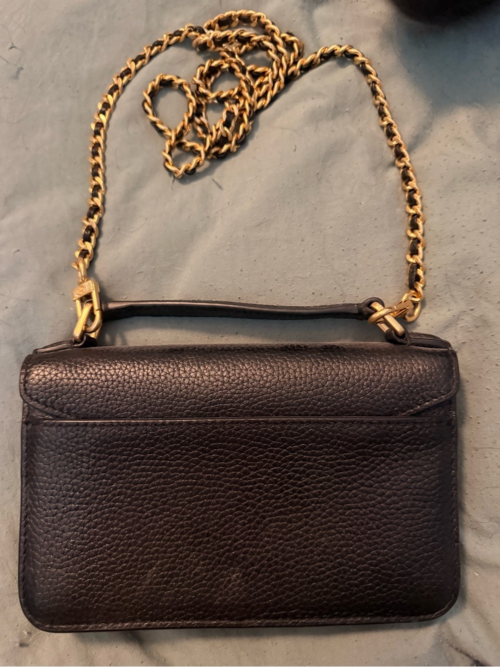 Tory Burch Black Leather Crossbody with Gold Logo and Chain - Picture 2 of 11
